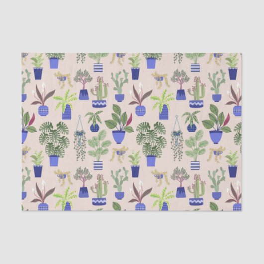 サボテン模様ピンク 薄葉紙 (正面)