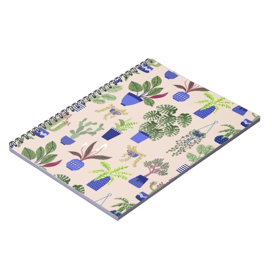 サボテン模様赤面ピンク ノートブック (左側)