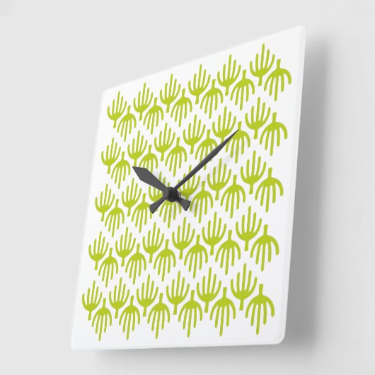 サボテン模様 スクエア壁時計 (傾斜)