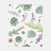 サボテン模様 フリースブランケット (正面)