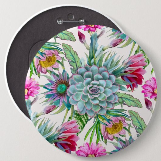 サボテン模様 缶バッジ (正面&裏面)