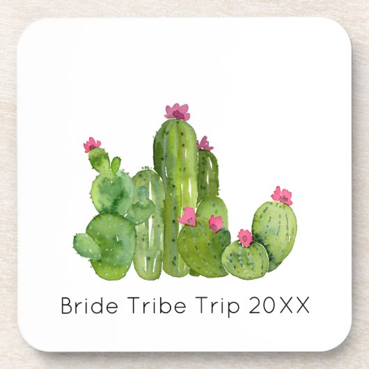 サボテン水カラーアートデザートサウスウェストカスタム文字 コースター (正面)