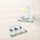 サボテン水彩セージ園デザートグリーン結婚ズ スクエアペーパーコースター (インサイチュ)