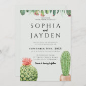 サボテン水彩セージ園デザートグリーン結婚ズ 招待状 (正面/裏面)