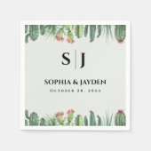 サボテン水彩セージ園結婚砂漠 スタンダードカクテルナプキン (正面)