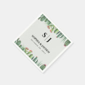 サボテン水彩セージ園結婚砂漠 スタンダードカクテルナプキン (角)