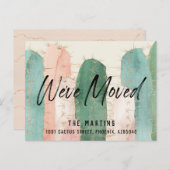 サボテン水彩ピンクの動きのお知らせ 案内ポストカード (正面/裏面)