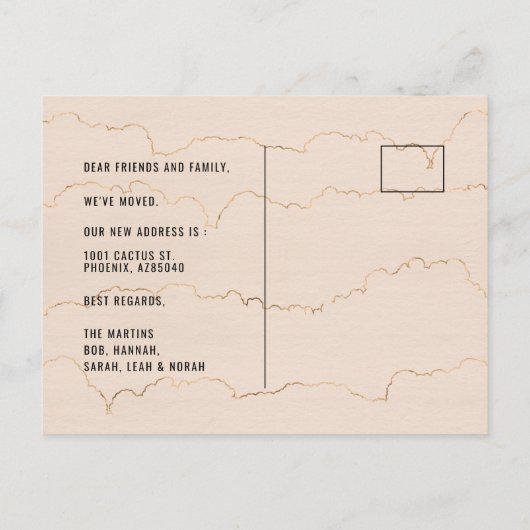 サボテン水彩ピンクの動きのお知らせ 案内ポストカード (裏面)