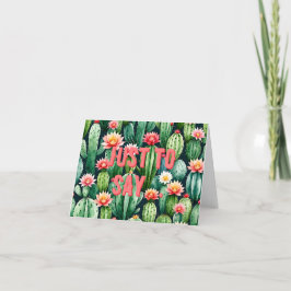 サボテン水彩折り畳みサンキューカード サンキューカード