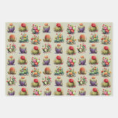 サボテン水彩模様包み紙シート ラッピングペーパーシート (正面3)