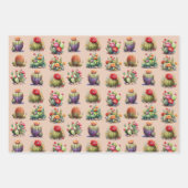 サボテン水彩模様包み紙シート ラッピングペーパーシート (正面2)