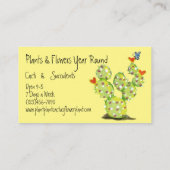 サボテン水彩赤いハート花黄砂漠 名刺 (裏面)