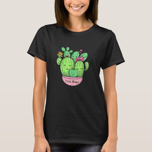 サボテン無料ハグ砂漠の植物の多肉植物 Tシャツ (正面)