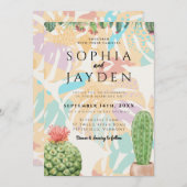 サボテン熱帯パームツリーデザートボホ結婚ズ 招待状 (正面/裏面)