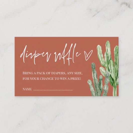 サボテン男女兼用デザートおむつラッフル エンクロージャーカード (正面)