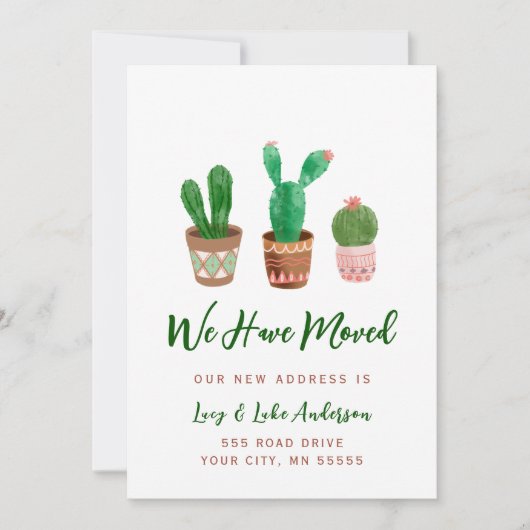サボテン発表カードを移動した 案内状 (正面)