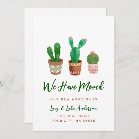 サボテン発表カードを移動した 案内状 (正面/裏面)