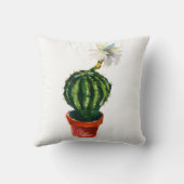サボテン白い花水色南西ボホ クッション (裏面)