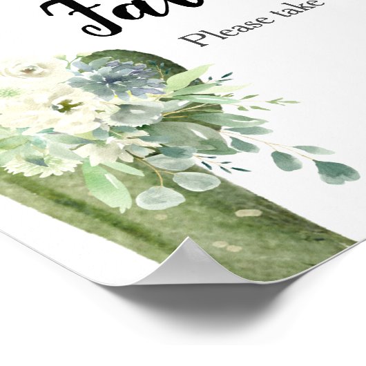 サボテン白い花赤ちゃんシャワーお気に入りサイン ポスター (角)