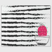 サボテン白黒パターン ラッピングペーパー (フラット)