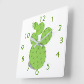 サボテン白 スクエア壁時計 (傾斜)