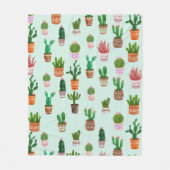 サボテン砂漠の水色 フリースブランケット (正面)