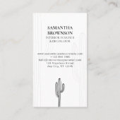 サボテン砂漠の花抽象芸術垂直サボテン 名刺 (裏面)