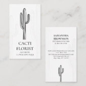 サボテン砂漠の花抽象芸術垂直サボテン 名刺 (正面/裏面)