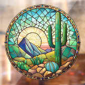 サボテン砂漠サンライズステンドグラス ウィンドウサイン (シート2)