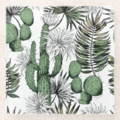 サボテン砂漠パターン ガラスコースター (正面)