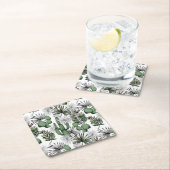 サボテン砂漠パターン スクエアペーパーコースター (インサイチュ)