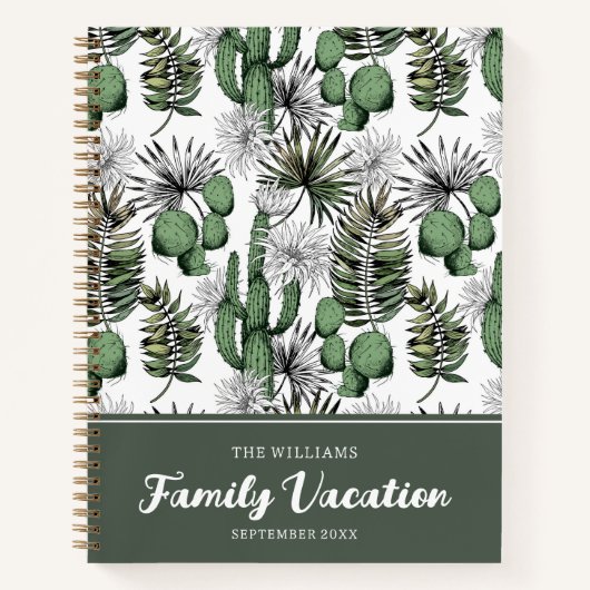サボテン砂漠パターン |家族の休暇ジャーナル ノートブック (正面)