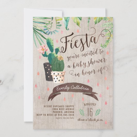 サボテン砂漠ベビーシャワー招待状 招待状 (正面)