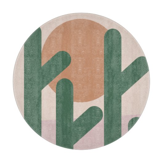 サボテン砂漠ボヘミアンサンセットパターン カッティングボード (正面)