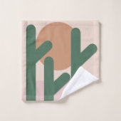 サボテン砂漠ボヘミアンサンセットパターン バスタオルセット (ウォッシュタオル)