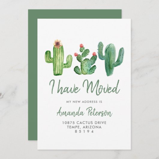 サボテン私は新しいホームグリーン移動を移動した 案内状 (正面/裏面)