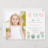 サボテン第2期パーティー写真入り女の子 招待状 (正面)