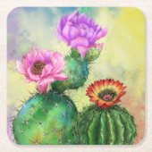 サボテン紙コースター スクエアペーパーコースター (正面)