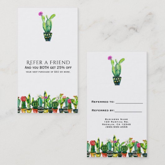 サボテン素朴のフローラ南西部の友人を参照 紹介カード (正面/裏面)
