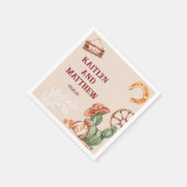 サボテン素朴ブラウン結婚ウェスタン スタンダードカクテルナプキン (角)