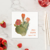 サボテン結婚の花の植物水彩フローラ スタンダードカクテルナプキン (インサイチュ)