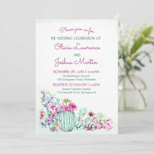 サボテン結婚式招待状 招待状 (スタンド正面)