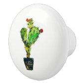 サボテン緑の砂漠の植物ボホ南西素朴西 セラミックノブ (右)