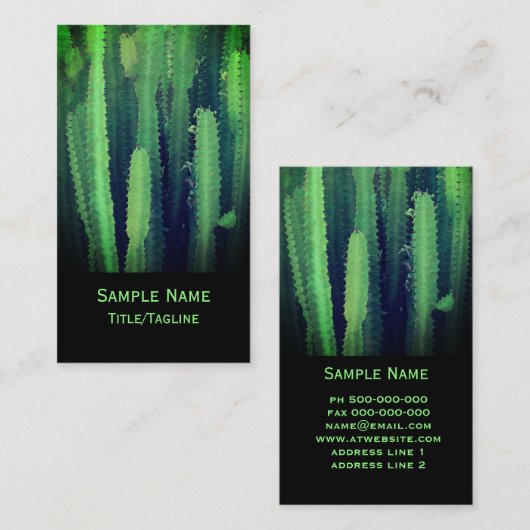 サボテン自然はっきりしたアーカスタムト両面グリーン 名刺 (正面/裏面)