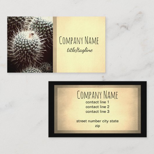 サボテン自然植物セピア両面カスタム植物 名刺 (正面/裏面)