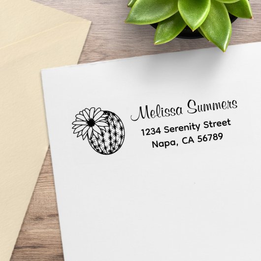 サボテン花の住所 ラバースタンプ