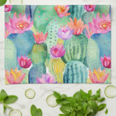 サボテン花アート砂漠カラフル南西 キッチンタオル (折り畳み)