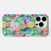 サボテン花イニシャル水彩アート砂漠 Case-Mate iPhoneケース (裏面 (横))