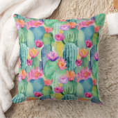 サボテン花ウォーターカラーアート砂漠カラフルおもしろい クッション (ブランケット)