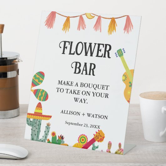 サボテン花バーブライダルシャワー表記号 台座サイン (インサイチュ)